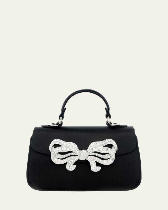 Bow Satin Top-Handle Bag